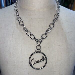 Coach Silver Logo Pendant Necklace
